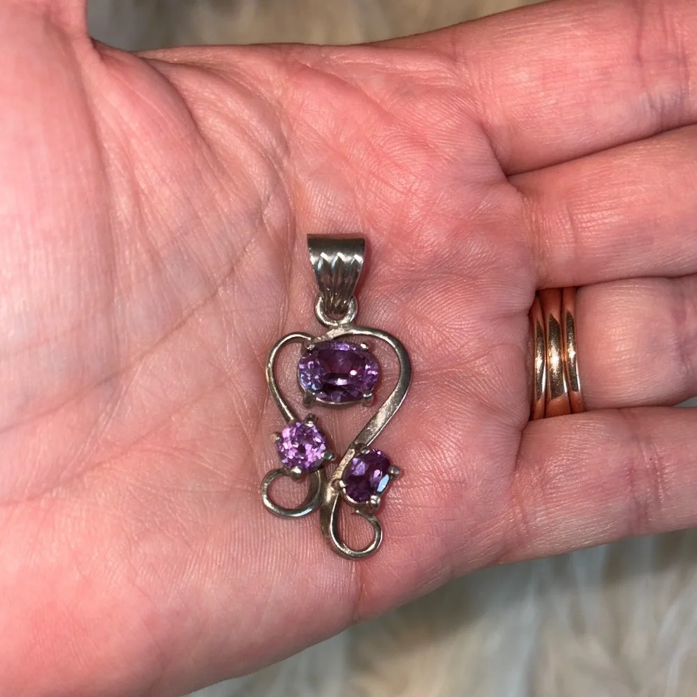 Amethyst and Sterling, silver pendant - Picture 3 of 6